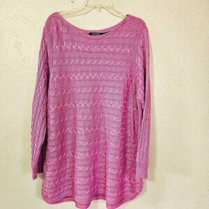Lauren Ralph Lauren Vintage Cable Knit Deep Pink Sweater Size 3X